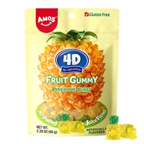 Amos Sweets  Amos 4D Gummy Fruit Filled Candy Fruit Snacks Pineapple Flavor Soft and Chewy Gluten