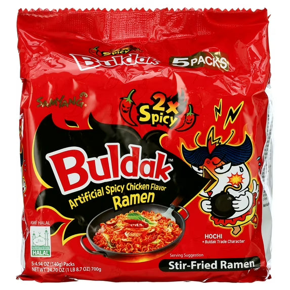 Buldak 2x Spicy Hot Chicken Flavor pack of 5